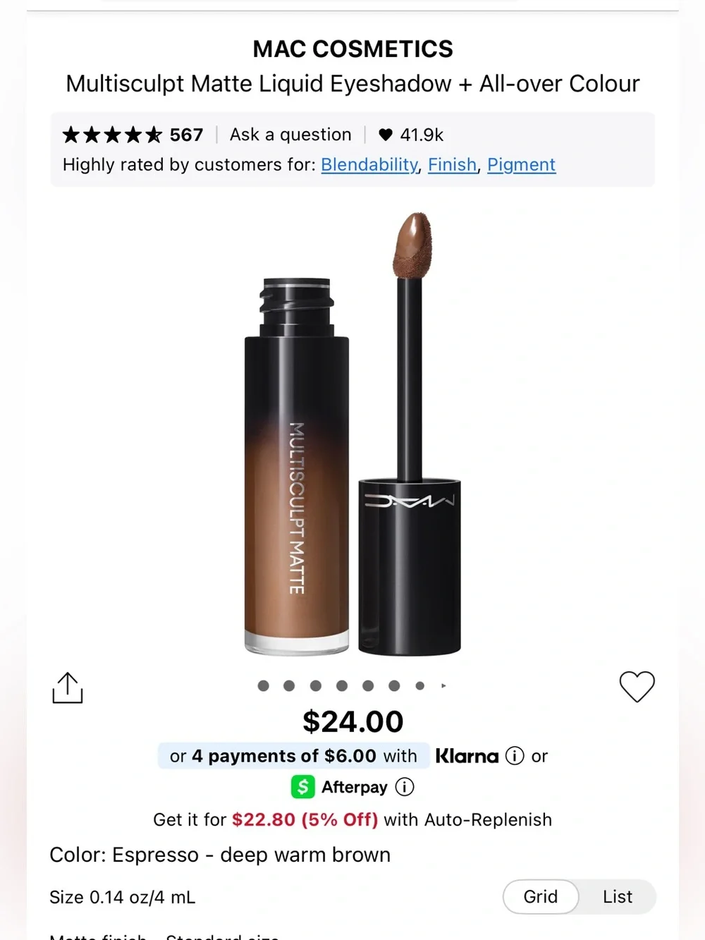 MAC cosmetics multi sculpt matte liquid eyeshadow + all over colour